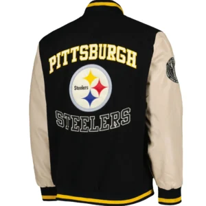 Alternative view of Pittsburgh Steelers Tommy Hilfiger Black & Cream Varsity Jacket