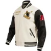 Pittsburgh Steelers Retro Classic Wool & Leather Varsity Jacket Cream & Black - Image 3