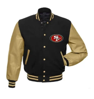 San Francisco 49ers Letterman Black & Golden Varsity Jacket