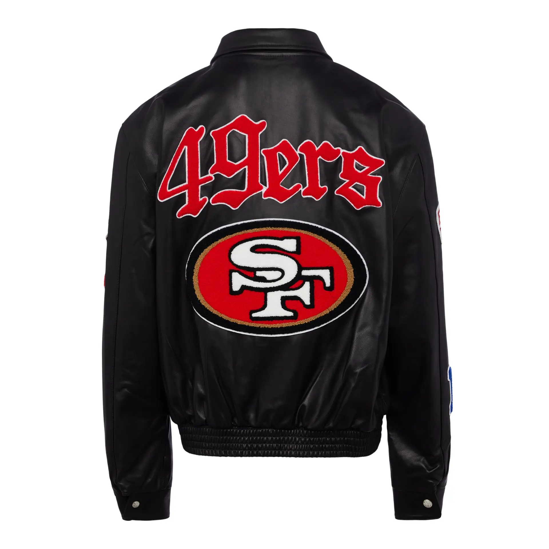 Jeff Hamilton San Francisco 49ers Old English Black Leather Jacket - Image 2