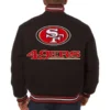 San Francisco 49ers Black Full Wool One Color Varsity Jacket - Image 2