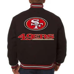 Alternative view of San Francisco 49ers Black Full Wool One Color Varsity Jacket