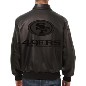 Alternative view of San Francisco 49ers Bomber Varsity Full Leather Black Jacket