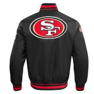Alternative view of San Francisco 49ers Classic Rib Satin Varsity Black Jacket