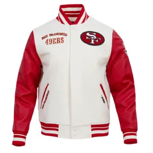 San Francisco 49ers Classic Cream & Red Varsity Jacket