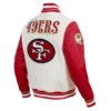 San Francisco 49ers Classic Cream & Red Varsity Jacket - Image 3