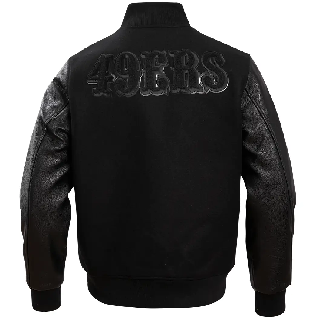 San Francisco 49ers Pro Standard Triple Black Varsity Jacket - Image 4