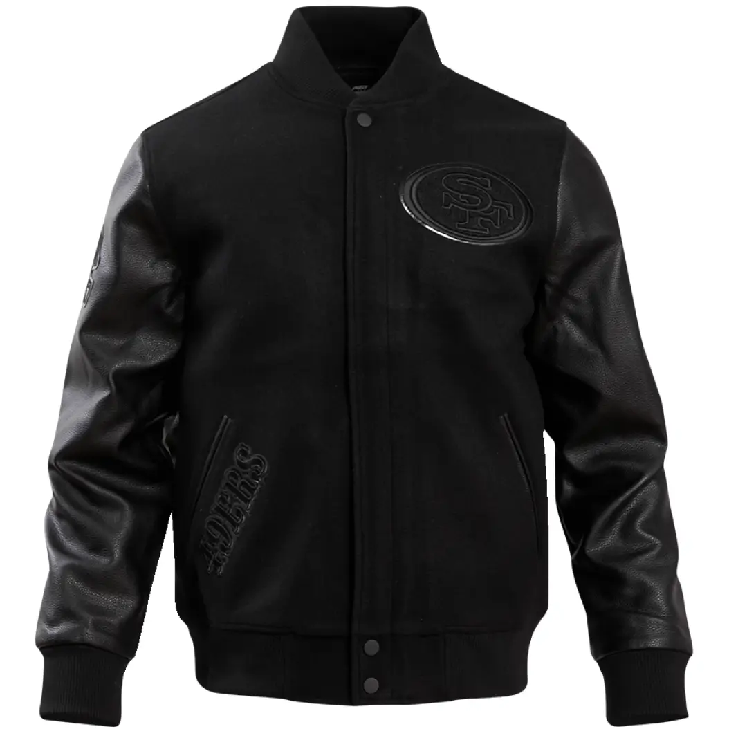 San Francisco 49ers Pro Standard Triple Black Varsity Jacket - Image 3