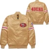 San Francisco 49ers The Pick And Roll Golden Satin Varsity Jacket - Image 4