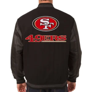 Alternative view of San Francisco 49ers Football Team Players Wool & Leather Reversible Varsity Jacket