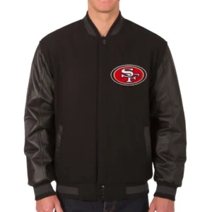 San Francisco 49ers Football Team Players Wool & Leather Reversible Varsity Jacket