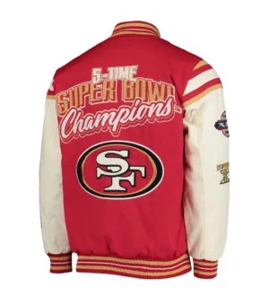 Alternative view of San Francisco 49ers G-III Sports Full-Snap Red/Cream Wool & Leather Varsity Jacket