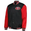 San Francisco 49ers Black/Red Plus Size Logo Full-Snap Satin Jacket