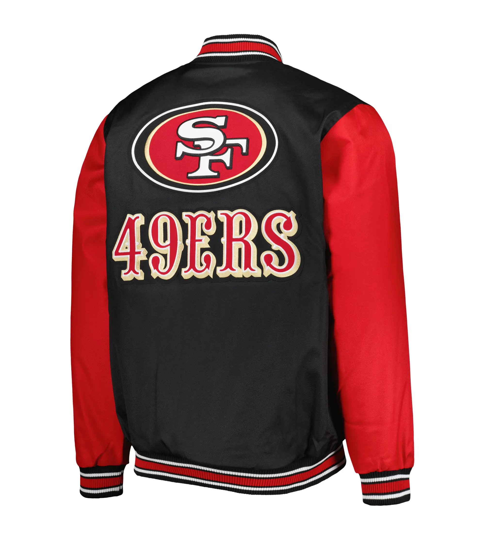 San Francisco 49ers Black/Red Plus Size Logo Full-Snap Satin Jacket - Image 2