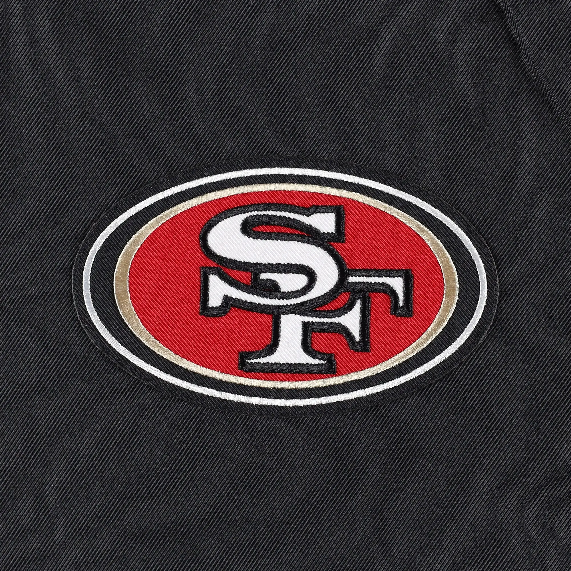 San Francisco 49ers Black/Red Plus Size Logo Full-Snap Satin Jacket - Image 3