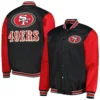 San Francisco 49ers Black/Red Plus Size Logo Full-Snap Satin Jacket - Image 4