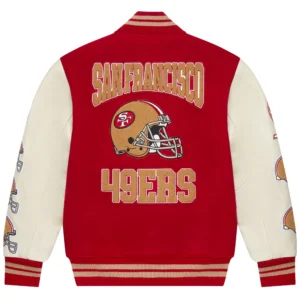 Alternative view of San Francisco 49ers OVO Scarlet Full-Snap Varsity Jacket