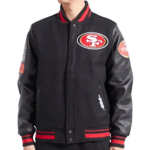 San Francisco 49ers Old English Wool & Leather Varsity Jacket