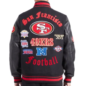 Alternative view of San Francisco 49ers Old English Wool & Leather Varsity Jacket