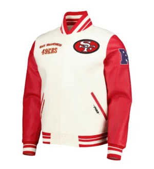 San Francisco 49ers Pro Standard Retro Classic Full-Zip Cream/Red Varsity Jacket