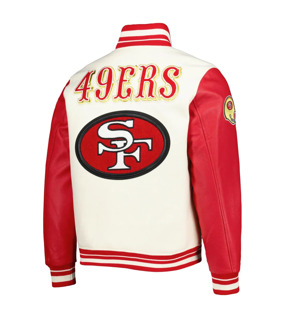 Alternative view of San Francisco 49ers Pro Standard Retro Classic Full-Zip Cream/Red Varsity Jacket