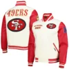 San Francisco 49ers Pro Standard Retro Classic Full-Zip Cream/Red Varsity Jacket - Image 3