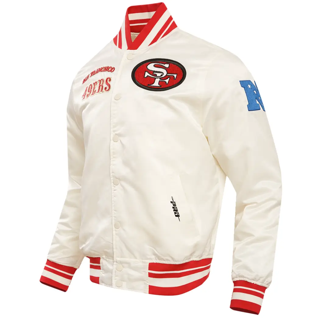 San Francisco 49ers Classic Satin Varsity Jacket - Image 3