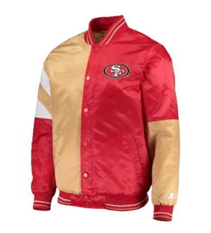 San Francisco 49ers Starter Leader Full-Snap Satin Red/Gold Varsity Jacket