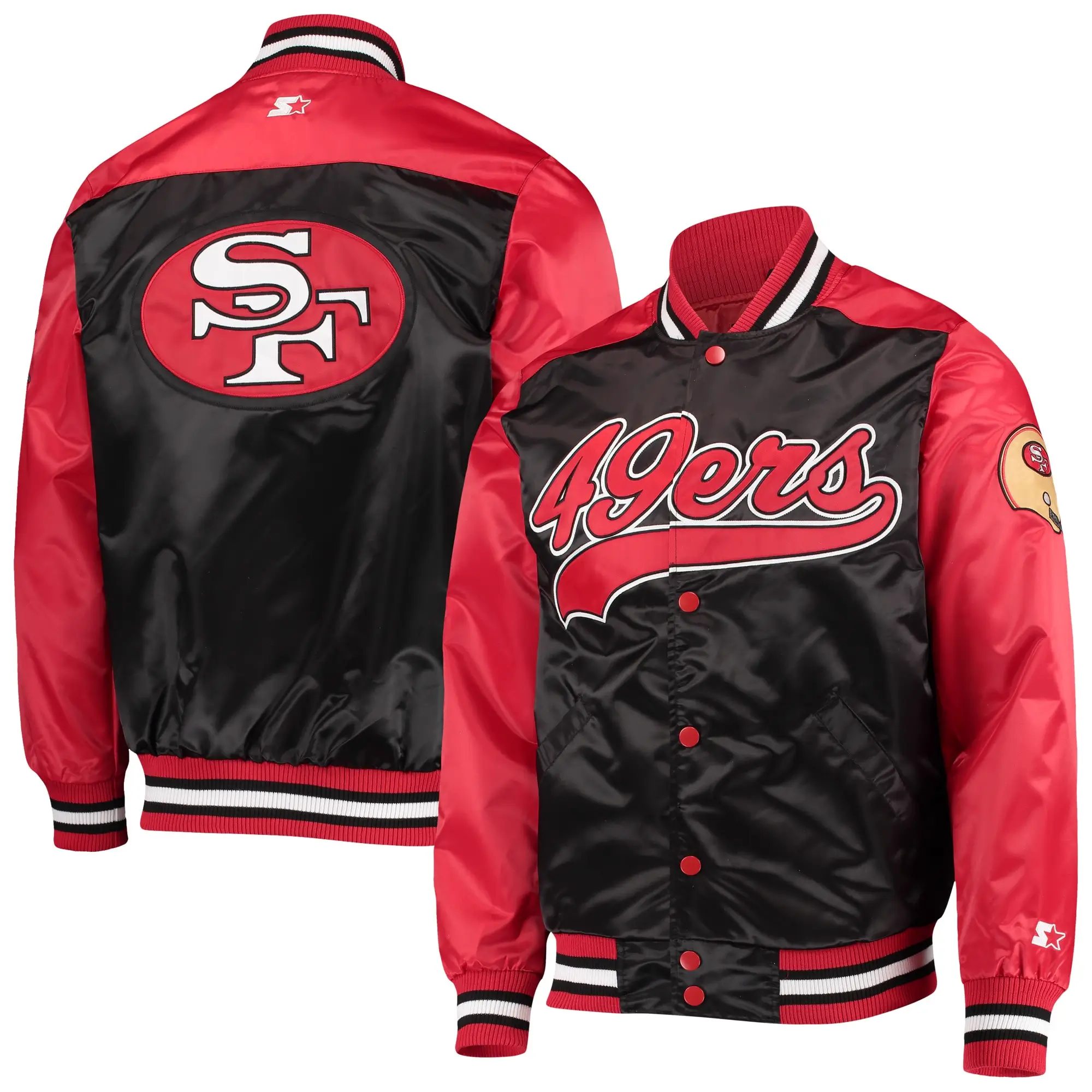 San Francisco 49ers Starter The Tradition II Full-Snap Team Jacket - Black/Red - Image 4