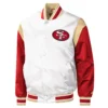 San Francisco 49ers Starter Warm Up Pitch Full-Snap White/Red Varsity Jacket