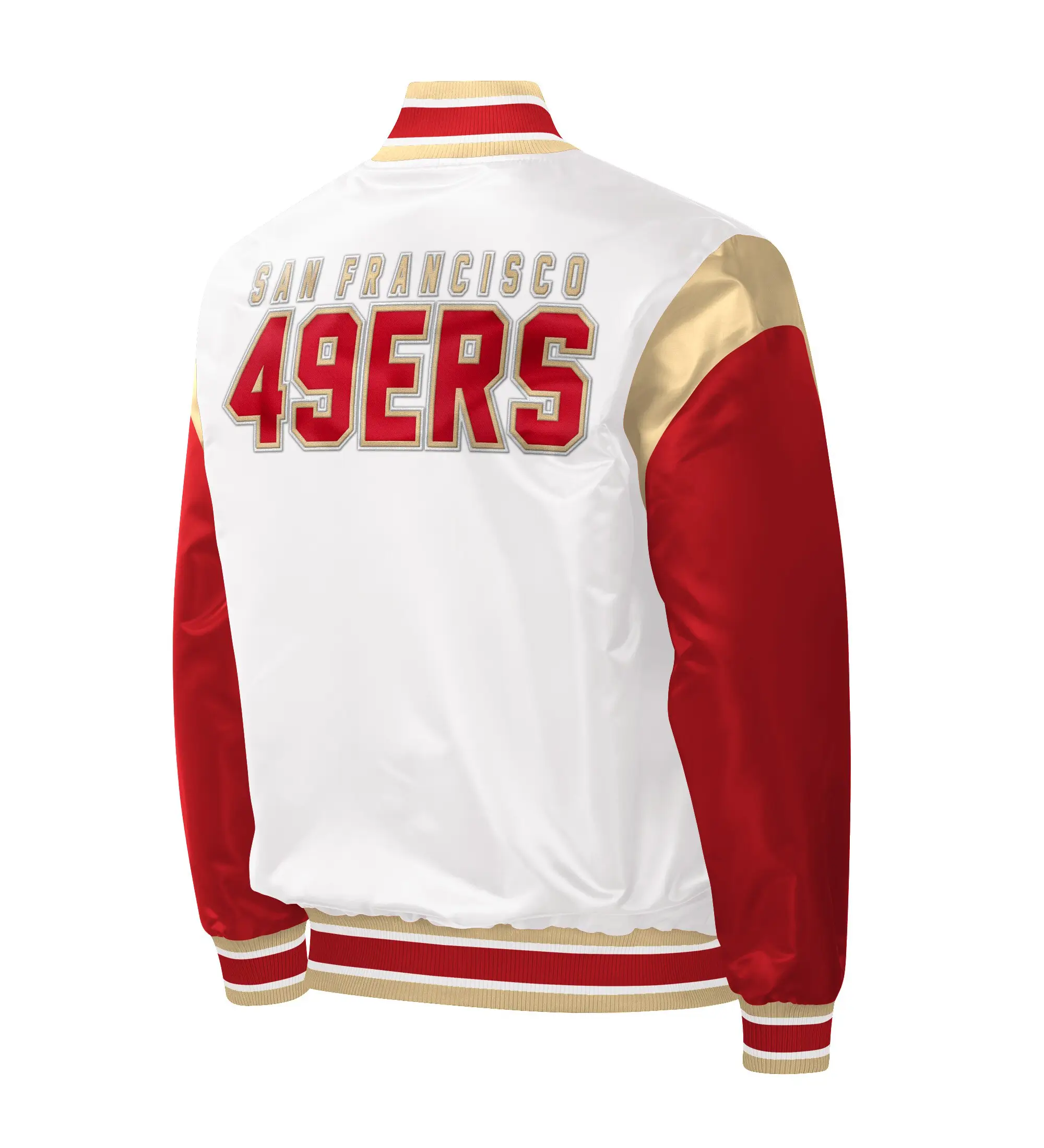 San Francisco 49ers Starter Warm Up Pitch Full-Snap White/Red Varsity Jacket - Image 2