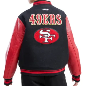 Alternative view of San Francisco 49ers Classic Black/Red Wool & Leather Varsity Jacket