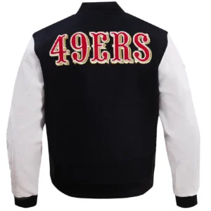Alternative view of San Francisco 49ers Old English Black & White Varsity Jacket