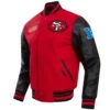 San Francisco 49ers Classic Wool & Leather Varsity Jacket Red & Black - Image 3