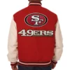 Alternative view of San Francisco 49ers Two Tone Wool & Leather Varsity Jacket Red & Cream