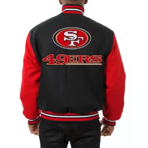Alternative view of San Francisco 49ers Full Wool Two Tone Varsity Black Jacket