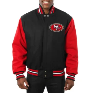 San Francisco 49ers Full Wool Two Tone Varsity Black Jacket