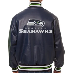 Alternative view of Seattle Seahawks Full Leather Black Varsity Jacket