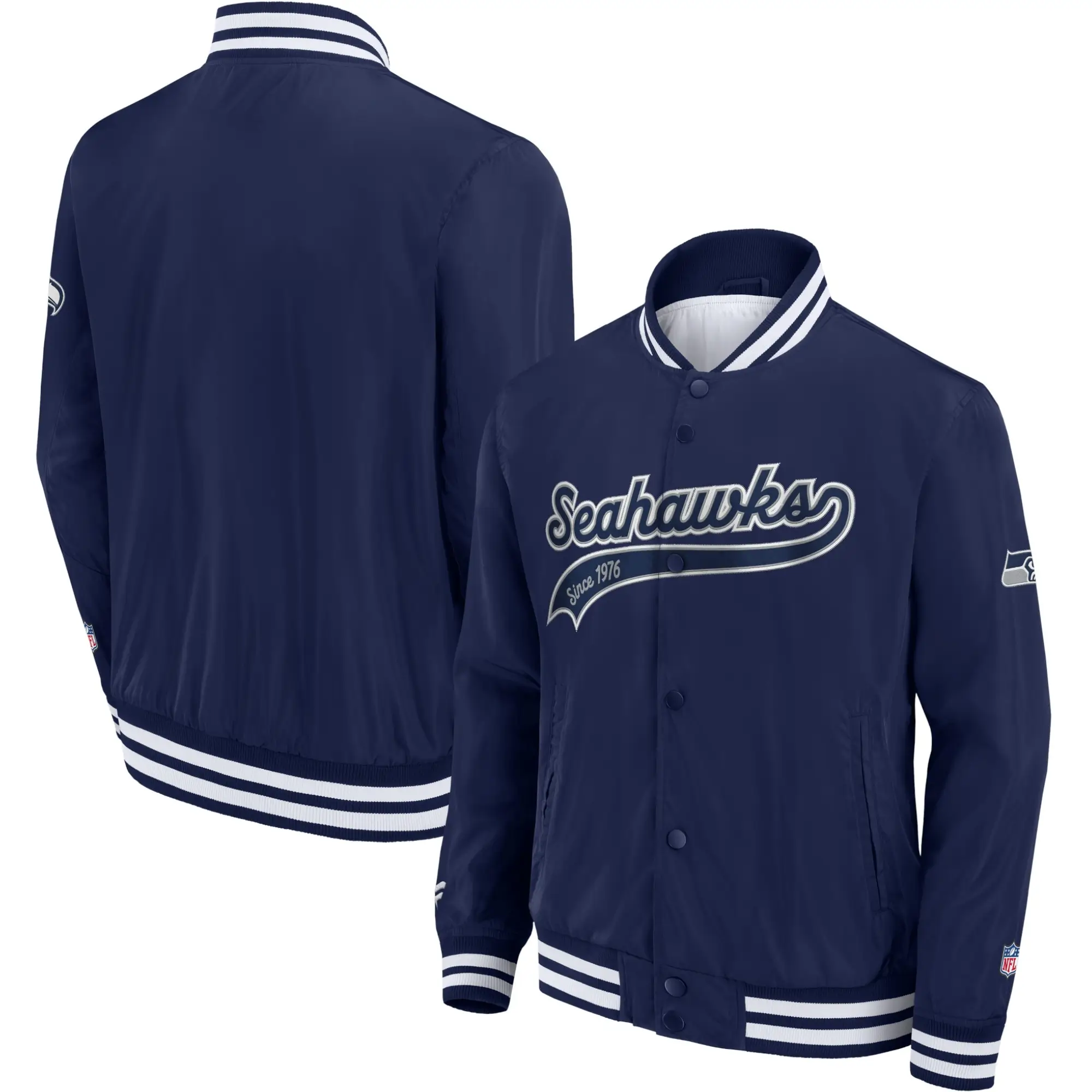 Seattle Seahawks Bomber Classic Vintage Satin Varsity Jacket - Image 3