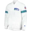 Seattle Seahawks The Power Forward White Rib Satin Varsity Jacket