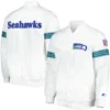 Seattle Seahawks The Power Forward White Rib Satin Varsity Jacket - Image 3