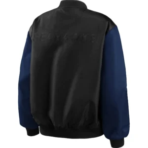 Alternative view of Seattle Seahawks Bomber Full-Snap  Rib Satin Varsity Jacket Black & Navy