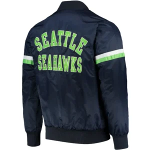 Alternative view of Seattle Seahawks The Champ Rib Satin Varsity Navy Jacket