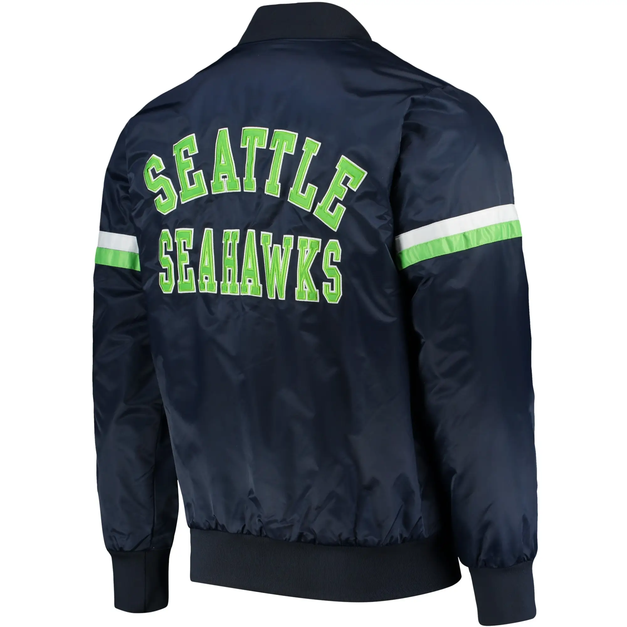 Seattle Seahawks The Champ Rib Satin Varsity Navy Jacket - Image 2