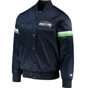 Seattle Seahawks The Champ Rib Satin Varsity Navy Jacket