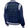 Seattle Seahawks Full Zip Classic Rib Satin Varsity Jacket - Image 2
