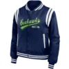 Seattle Seahawks Full Zip Classic Rib Satin Varsity Jacket