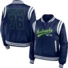 Seattle Seahawks Full Zip Classic Rib Satin Varsity Jacket - Image 3