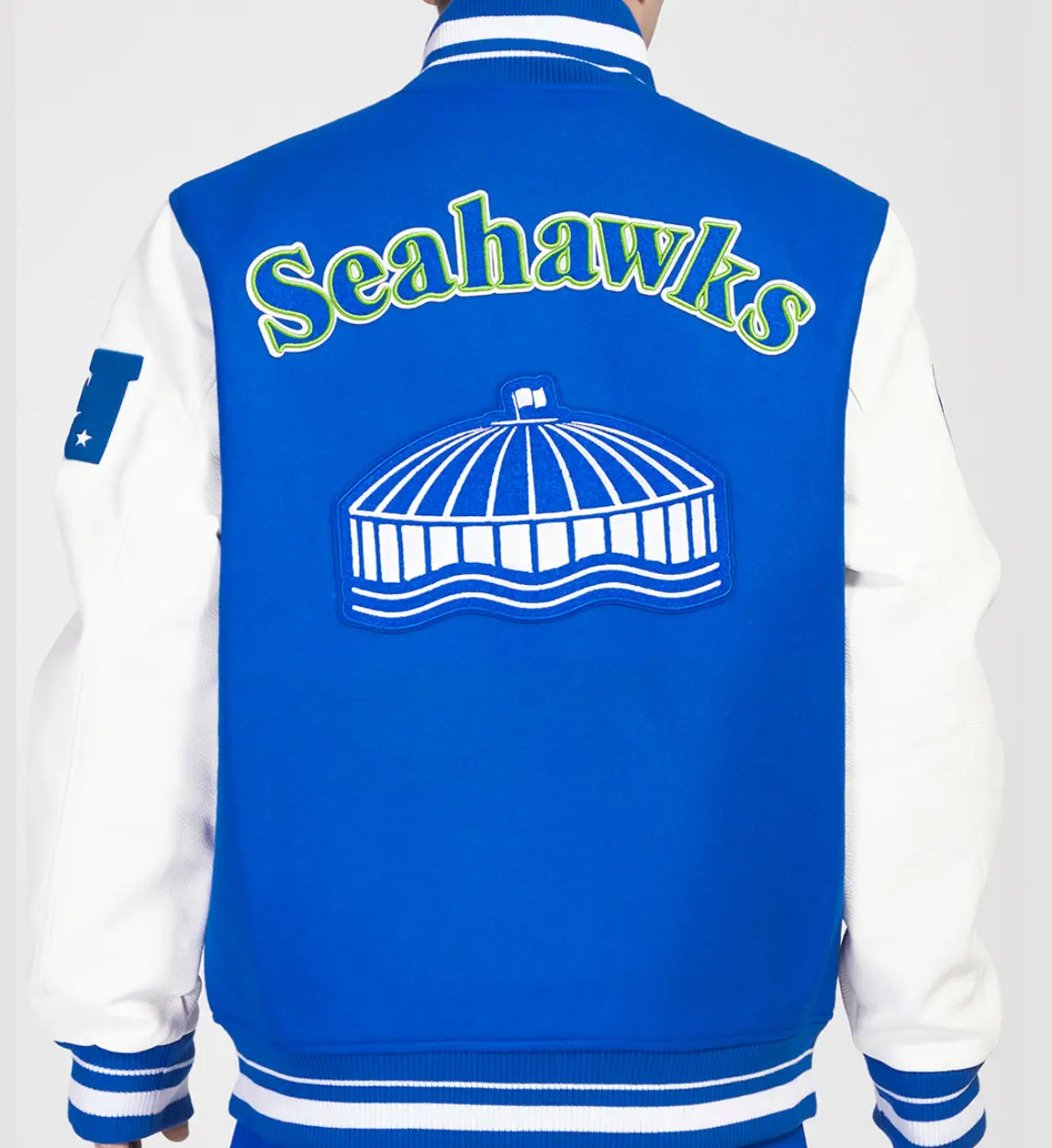 Seattle Seahawks Classic Rib Wool & Leather Varsity Jacket - Image 2
