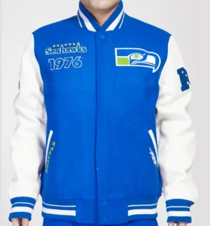 Seattle Seahawks Classic Rib Wool & Leather Varsity Jacket